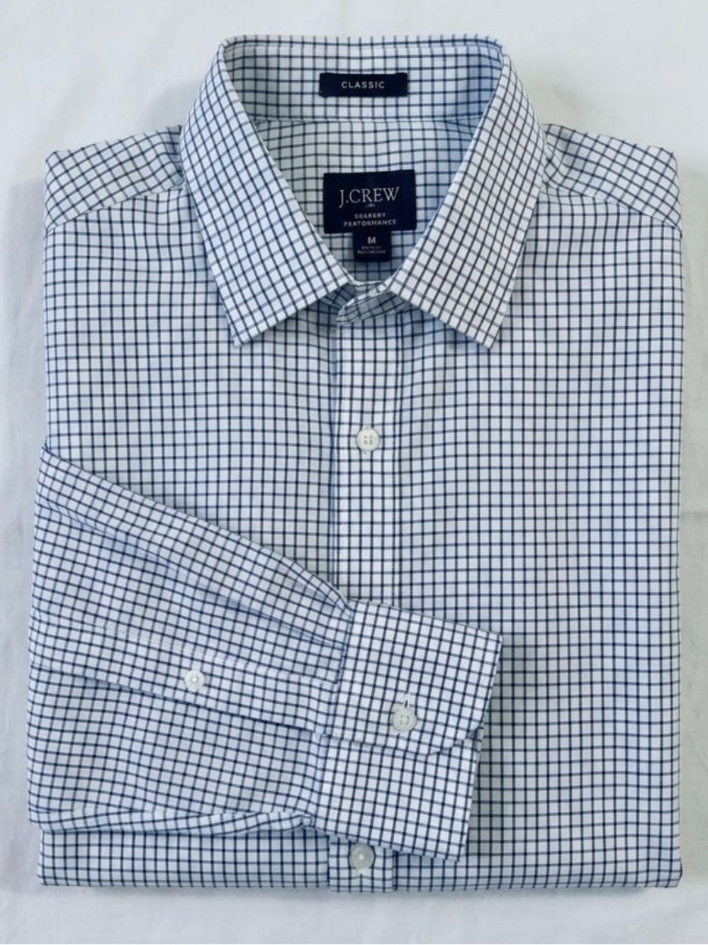 J.Crew Bowery Performance Dress Shirt Men's M Medium Classic Fit Blue Check